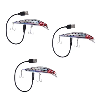 

USB Rechargeable LED Twitching Fish Lure Electric Bait Life-like Vibrate Fishing Lure Triple Hook Electronic Fishing Baits