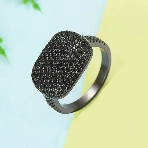 GODKI модные квадратные геометрические кубические циркониевые стопки кольца для женщин кольца для пальцев бусины очаровательное кольцо богемные пляжные украшения - Цвет основного камня: Black