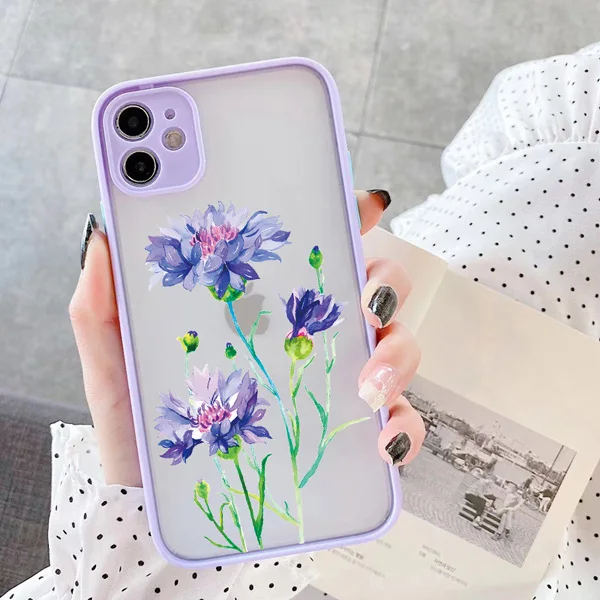 Lila Blumen Handyhülle für iPhone 12 11 13 14 15 16 Pro Max X XS XR für iPhone 17 Pro Max 15 Plus Stoßfeste Mintblaue Hülle – Detail 7