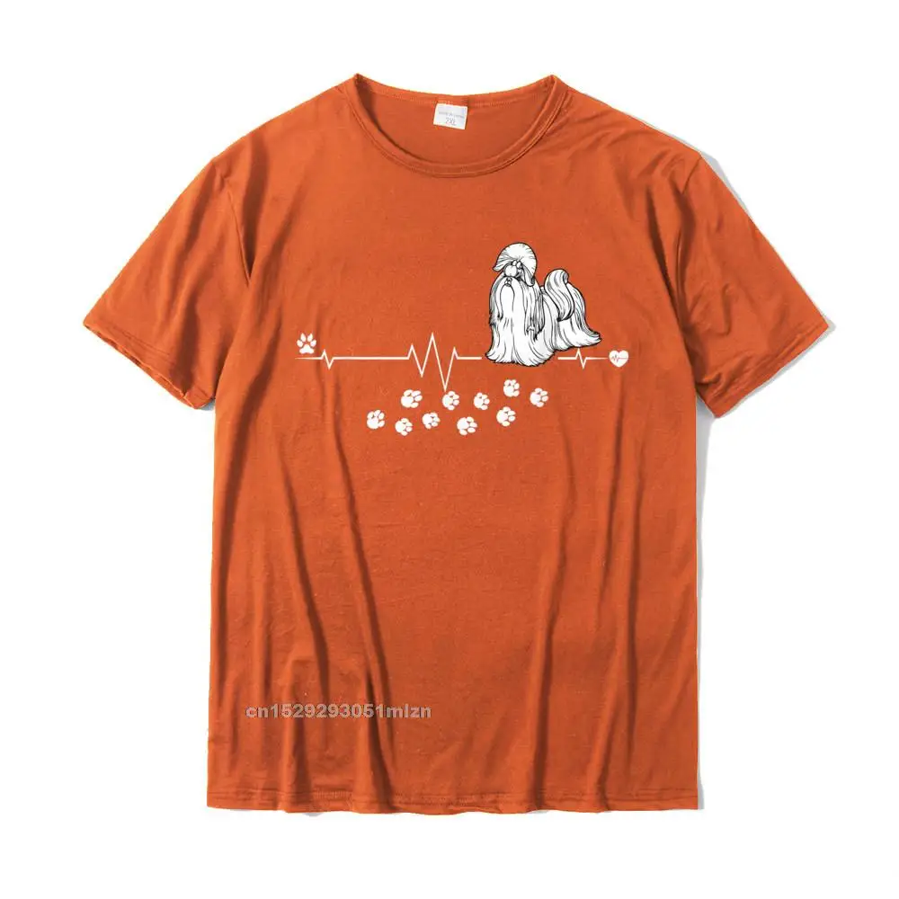 Summer T Shirts Oversized Crewneck Printed On 100% Cotton Men Tees Summer Short Sleeve Tops & Tees Drop Shipping Shih Tzu Dog Heartbeat Gift Dogs Breed Women Men T-shirt__5037 orange