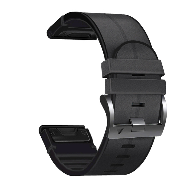 Genuine Leather+Silicone Bracelet Wrist For Garmin Quatix 5/3/instinct/D2 Charlie Smart Watch Band Strap Quick Fit Correa