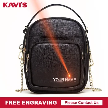 

KAVIS Free Engraving Genuine Leather Messenger Bags Women Handbag Bolsas Lady Travel Brand Design Crossbody Shoulder Bag Girls