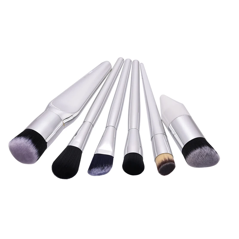 

Professional 6Pcs Makeup Brushes Set Sliver Eyeshadow Lip Foundation Powder Blending Kabuki Brush Kits Cosmetics Beauty Tools