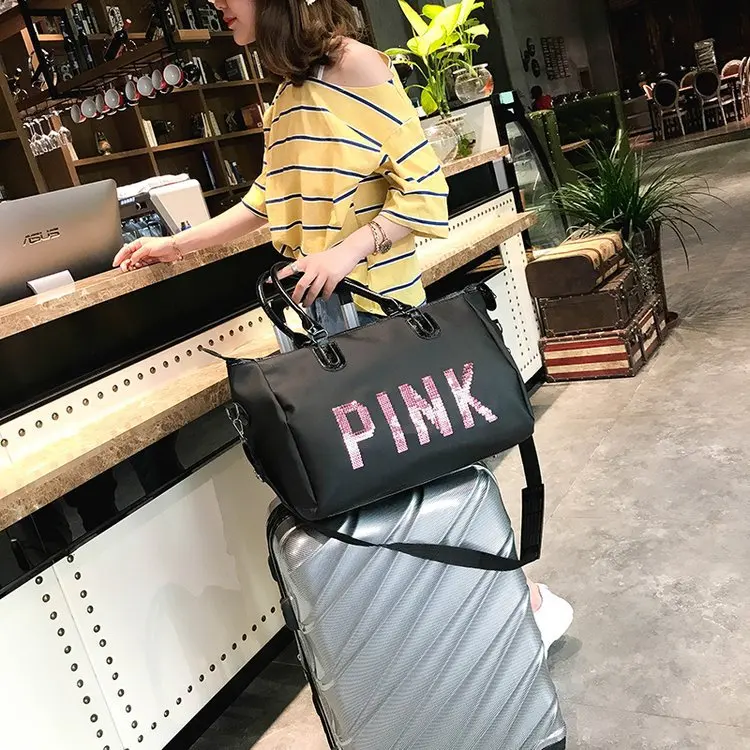 Модная дорожная сумка Большая вместительная ручная сумка основной багаж выходные сумки для женщин многофункциональные дорожные сумки для женщин - Цвет: Black 15 Inch