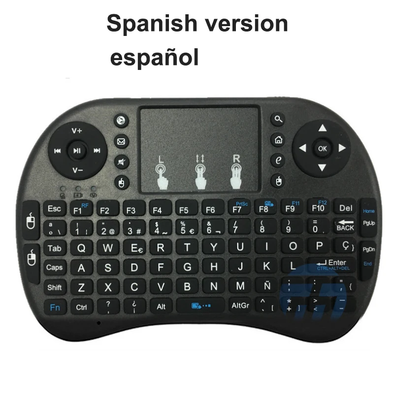 Spanish version 3 цвета с подсветкой I8 Мини Беспроводная клавиатура 2,4 ГГц воздушная мышь с пультом дистанционного управления для Android tv Box PC/4 ноутбук Русский Испанский - Цвет: Spanish version