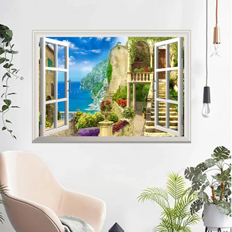 

DIY Sea House 3 D Window Removable Wall Sticker Art Vinyl Decal Decor-Mural Home