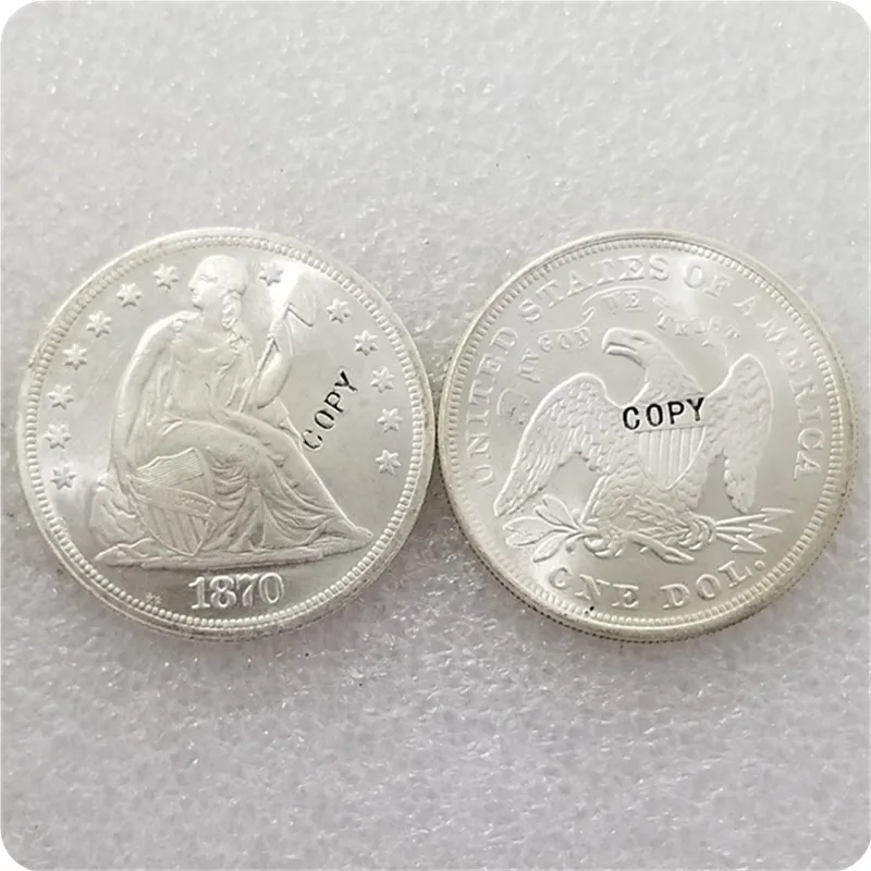 UNC серебро США 1870-187" сидящий Liberty" 1 копия доллара монеты медаль-Реплика коллекционные монеты - Цвет: 1870-P