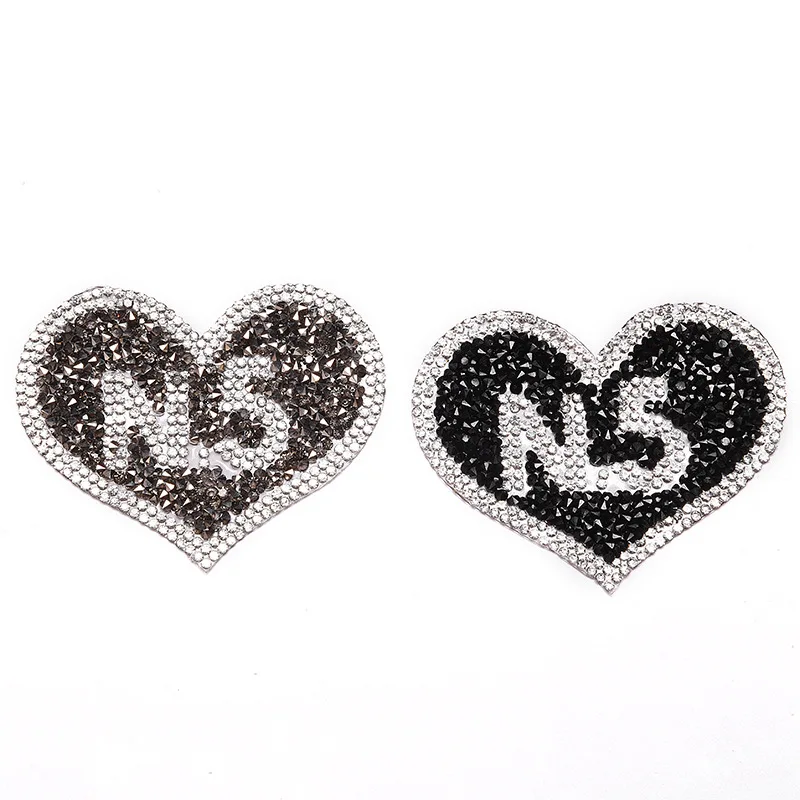 

Rhinestone Diamand Iron on Patches for Clothes Applique Diy Patch Heart Applique Heart Patch Letter Patch Parches Para La Ropa