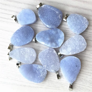 

New Fashion Real Natural Stone Purple Agates Druzys Drusy Crystal Reiki Pendants Necklace Wonder Woman Charm for Jewelry Making