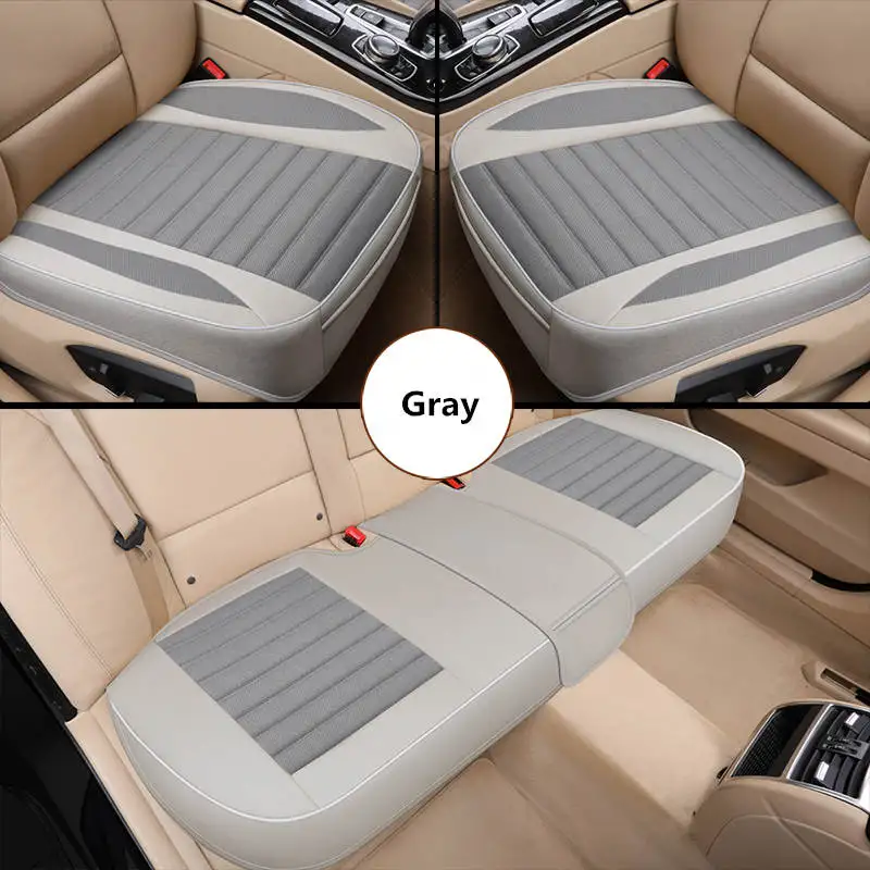 gray 1set Льняная ткань чехол для сиденья автомобиля четыре сезона Передняя Задняя льняная подушка дышащий протектор коврик авто аксессуары универсальный размер - Название цвета: gray 1set