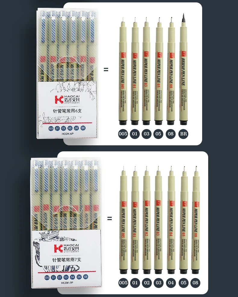 Pigment Liner Micron Pen Set Neelde Drawing Pens lot 005 01 02 03 04 05 08  1.0 Brush Art Markers Fineliner Sketching Pen - AliExpress