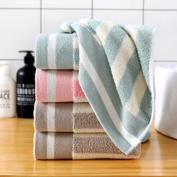 

Stripes 100% Cotton Stripe Towel Strong Water-Absorbing Soft And Comfortable Household Face Wash Hand Towel