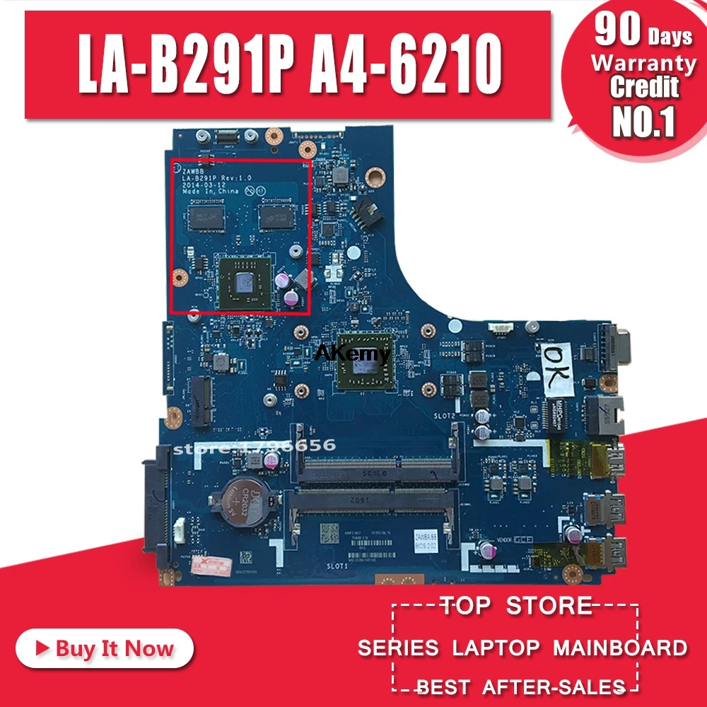 

FOR Lenovo B50-45 n50-45 la-b291p Laptop motherboard CPU a4-6210 R5 M230 2G DDR3 100% Test OK