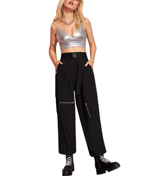

Autumn Women Overalls High Waist Cargo Trousers Casual Hip Hop Military Army Combat Camo Hiking Pants With Belt