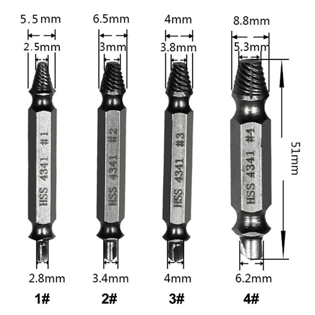HSS 1#2#3#4# Винт экстрактор сломанный поврежденный винт сверло для извлечения направляющий набор сломанный Болт крепеж для снятия легко