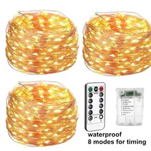 Battery Operated LED Fairy Light Outdoor String Garland Lamp Remote Control 5M 10M 20M for Christmas Festival Wedding Decoration