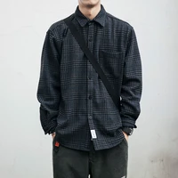 Chemise en laine à manches longues pour hommes, streetwear japonais, haut à carreaux décontracté, revers, haute qualité, optique, vêtements pour hommes, Harajuku CombMale 2