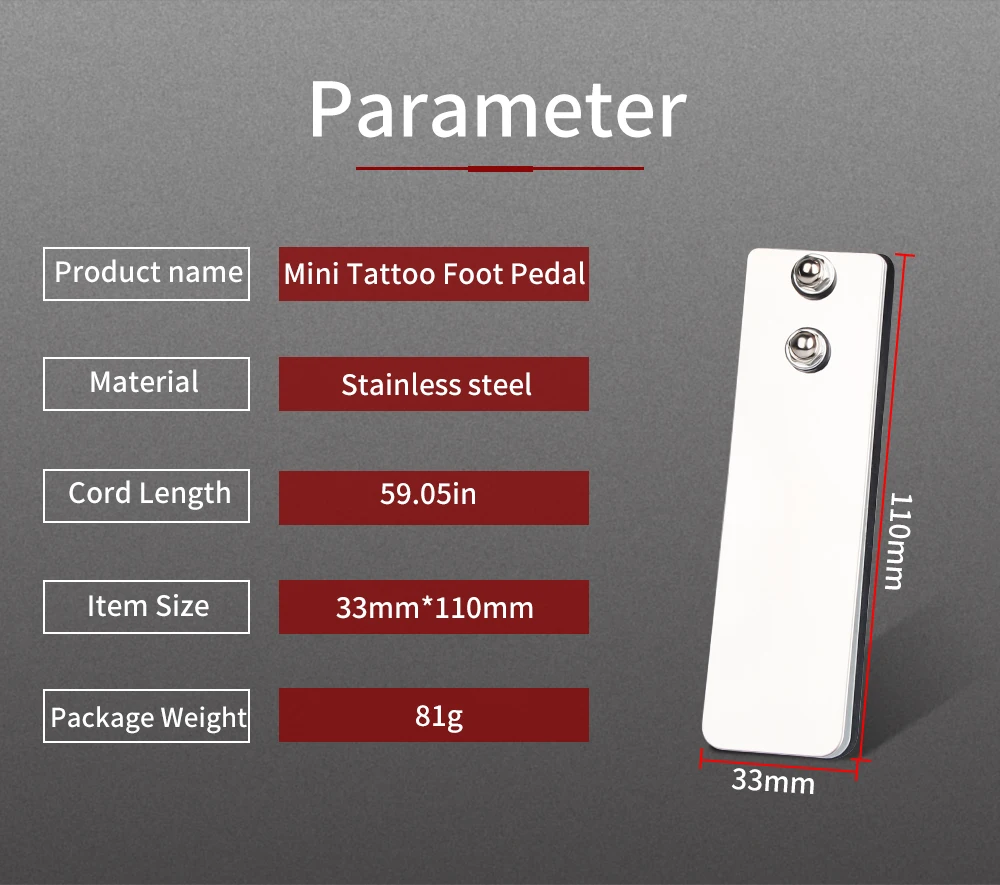 Педаль для татуировки из нержавеющей стали, электроинструмент для татуировки, мини-переключатель для татуировки с силиконовым шнуром питания 1,5 м для тату-машины