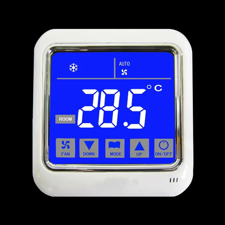 

blue backlight white character LCD display temperature contronller 220 V 2-pipe thermostat for fan coil control 2-3 line valves