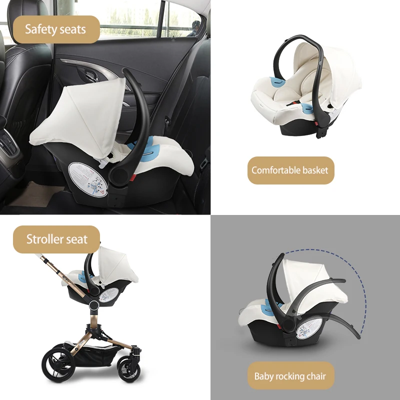 Aulon Baby Stroller Fast 360&deg; Rotation Wagon Pram 3IN1 Baby Carriage Poldable Bassinet Stroller Combo Car Seat