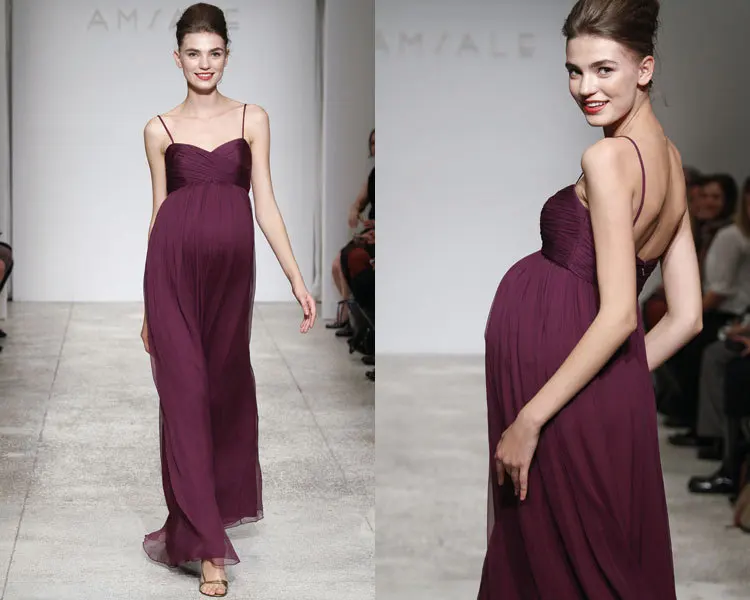 

free shipping sexy party pregnant woman vestido de festa vestidos longo 2018 new fashion purple long Formal bridesmaid dresses