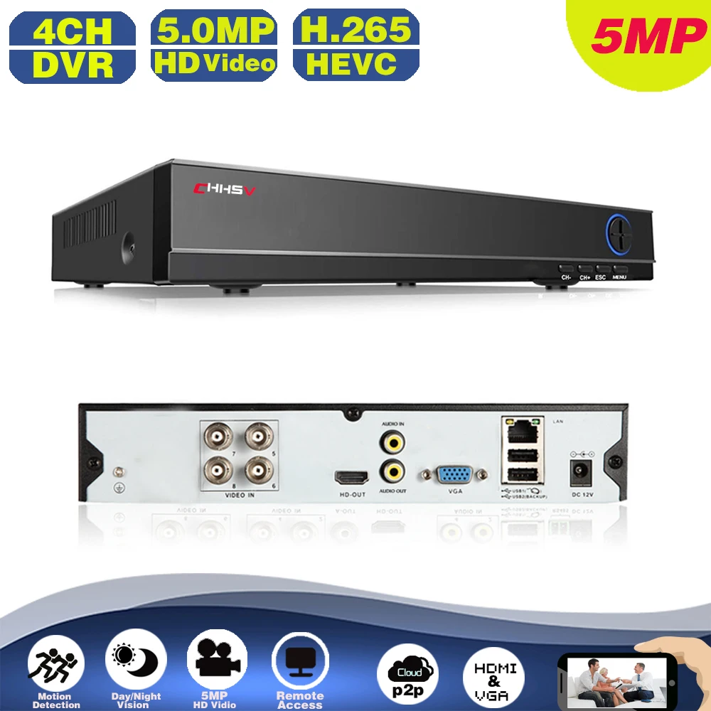 CHHSV домашний видеорегистратор AHD 5MP DVR цифровой видео аудио рекордер