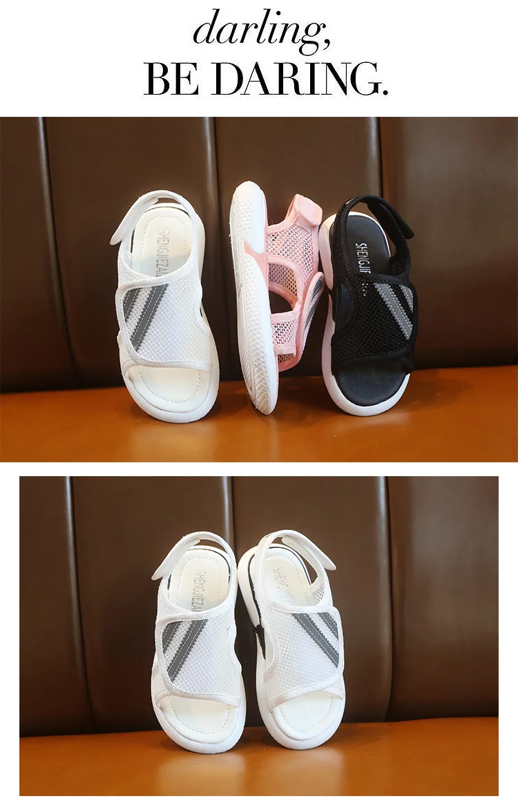 JUSTSL/сандалии для мальчиков и девочек; Новинка года; детские дышащие спортивные сандалии; модная детская пляжная обувь; Размеры 26-36