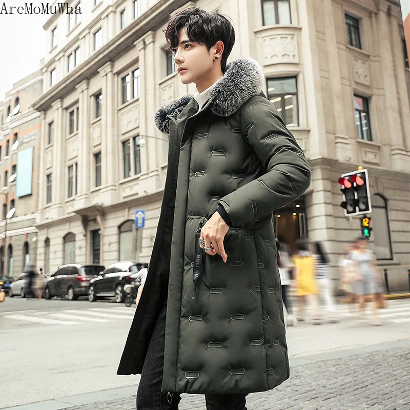 AreMoMuWha хлопок мужская осень и зима пуховик с хлопковой подкладкой длинный участок Толстая Корейская версия хлопка куртка QX1250