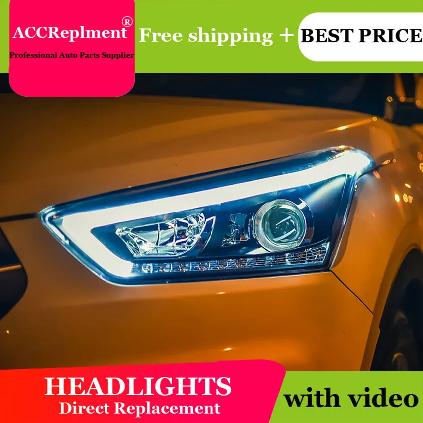 Автомобильный Стайлинг для hyundai IX25 фары- IX25 светодиодный фонарь светодиодный drl H7 hid Bi-Xenon двойные линзы ближнего света