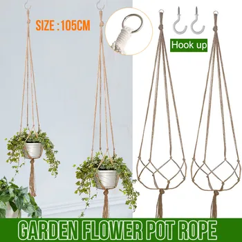

Hanging Baskets Flowerpot Plant Holder Pot Macrame Plant Hanger Hanging Planter Basket Jute Rope Braided Craft Vintage Decor#Y20