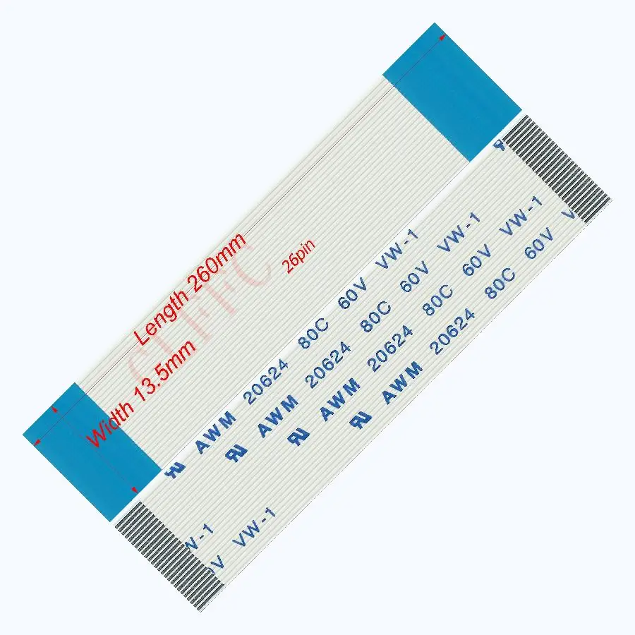 26pin 0 5 Шаг 260 мм-1500 мм A-Тип Гибкий плоский кабель FFC awm 20624 ROHS для TTL LCD DVD Компьютера |
