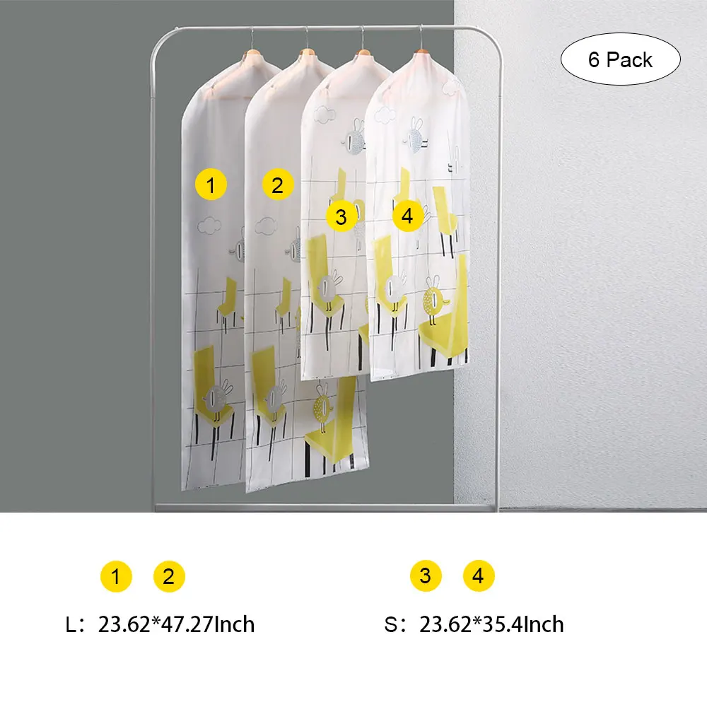 Najtaniej 6 sztuk zestaw pokrowce na ubrania ochraniacze wyczyść oddychające wodoodporne ćma dowód sukienka obejmuje odzież garnitur ubrania obejmuje torby do przechowywania