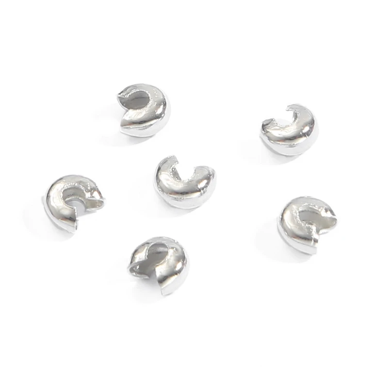 Assorted Sizes Plated Alloy Crimp Bead Covers - 100pcs Jewelry Making Accessories