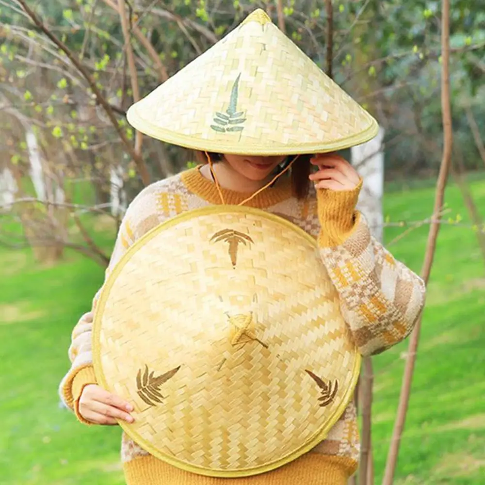 Bamboo Fisherman Hat Sunshade and Rainproof Hand-Woven Chinese Style Sun Adult Children Can Travel Straw | Аксессуары для одежды