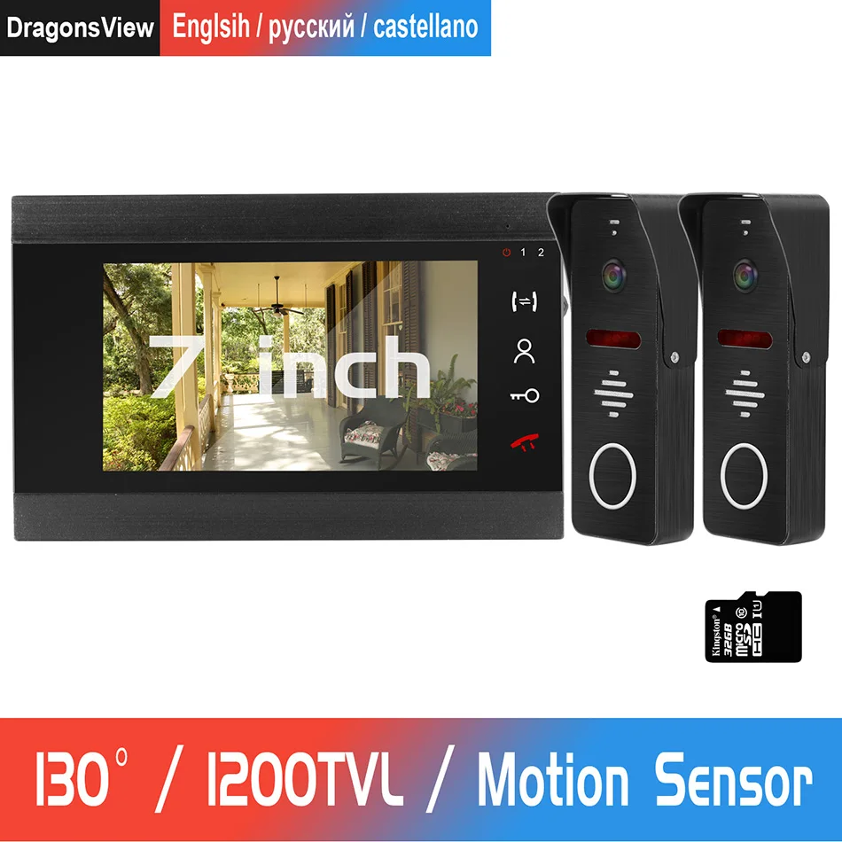 7Inch Wired Video Door Phone 130° Wide Angle 1200TVL Doorbell Camera Support Motion Detection for Home video Intercom System kit 7Inch Wired Video Door Phone 130° Wide Angle 1200TVL Doorbell Camera Support Motion Detection for Home video Intercom System kit