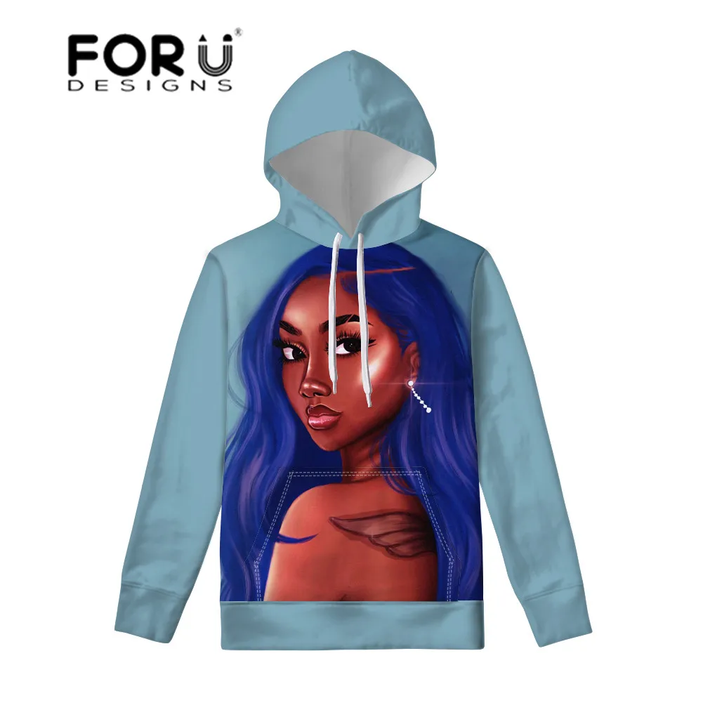 Черные художественные толстовки FORUDESIGNS для африканских девочек осенние женские