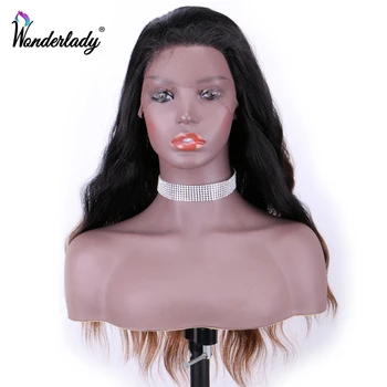 

WonderLady Synthetic Lace Wigs Free Part Ombre Brown Two Tone 22" Natural Wave Wigs For Women Long Lace Front Wig With Baby Hair