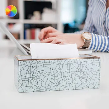 

Marble Pattern Rectangular Leather Tissue Box Cover Holder Hotel Drawer Light Luxury Business Office Dining Leather Tissue Box