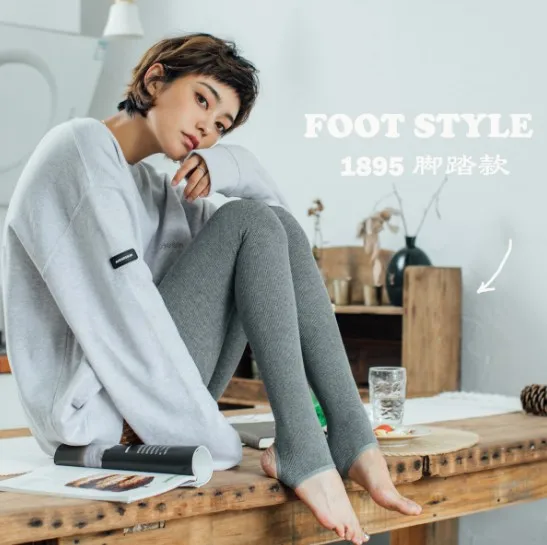 Stretch Female Stockings Vertical Stripes Full Foot Pants Comfortable Footless High Waist Elastic Skinny Winter Tights DS50957
