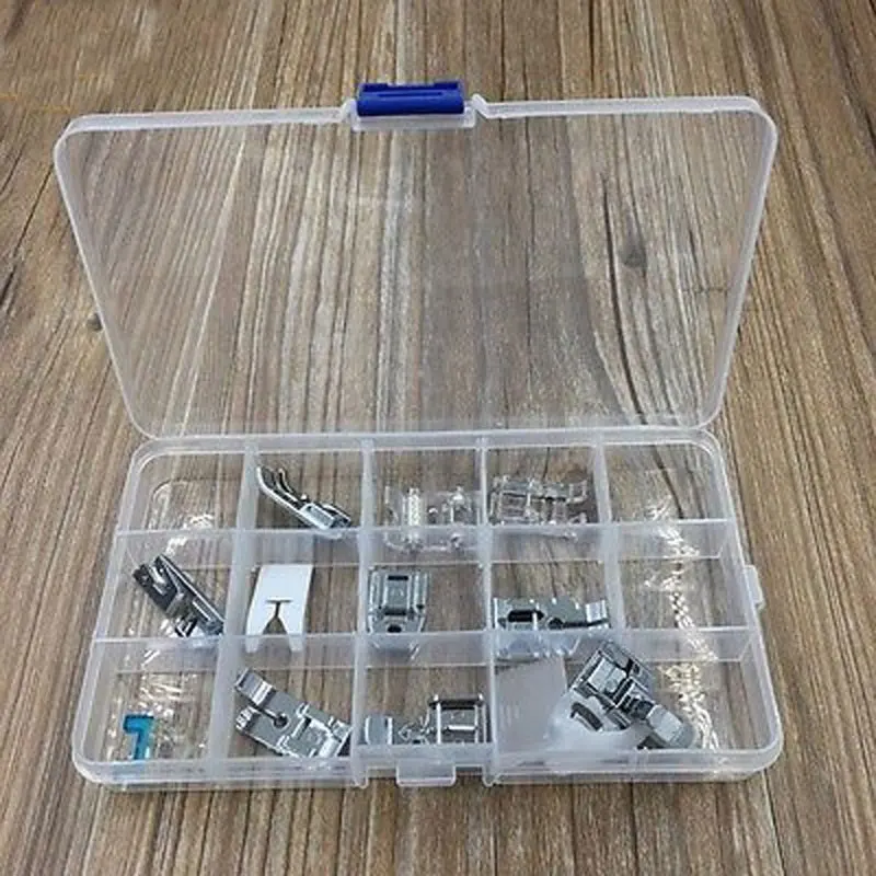set 11 шт. набор прижимных ножек с коробкой для швейной машины на молнии для ножек подшипника колеса прижимных ножек промышленные швейные машины - Цвет: set