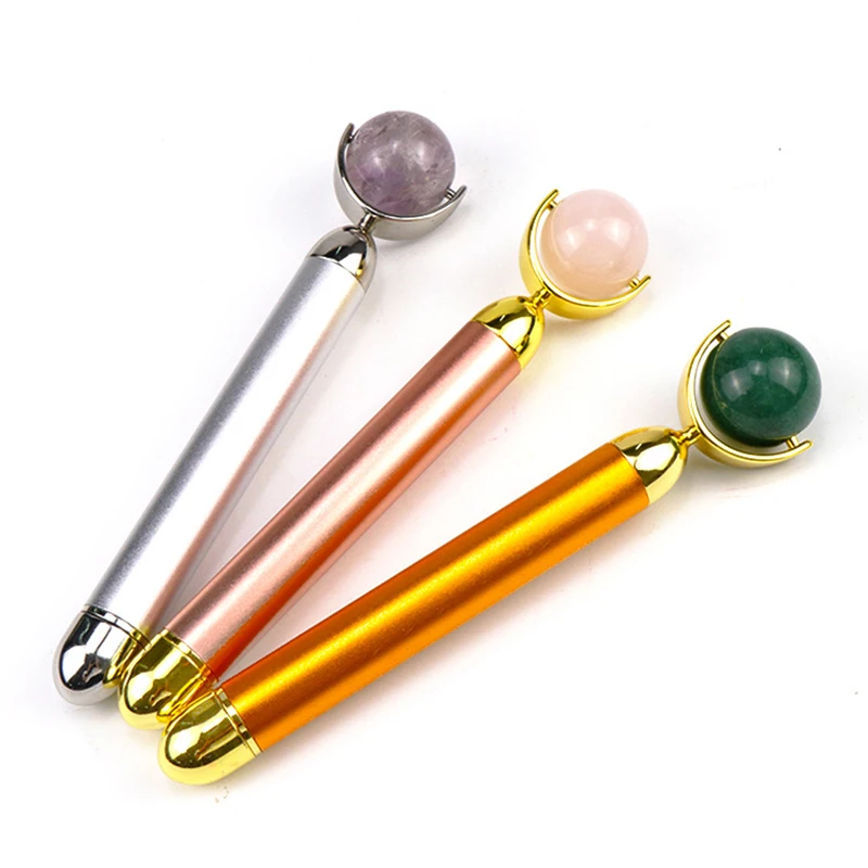 

Электрический нефритовый ролик, розовый кварц, фотоэлектрический ролик для массажа лица, ролик для подтяжки лица, массажер для похудения лица