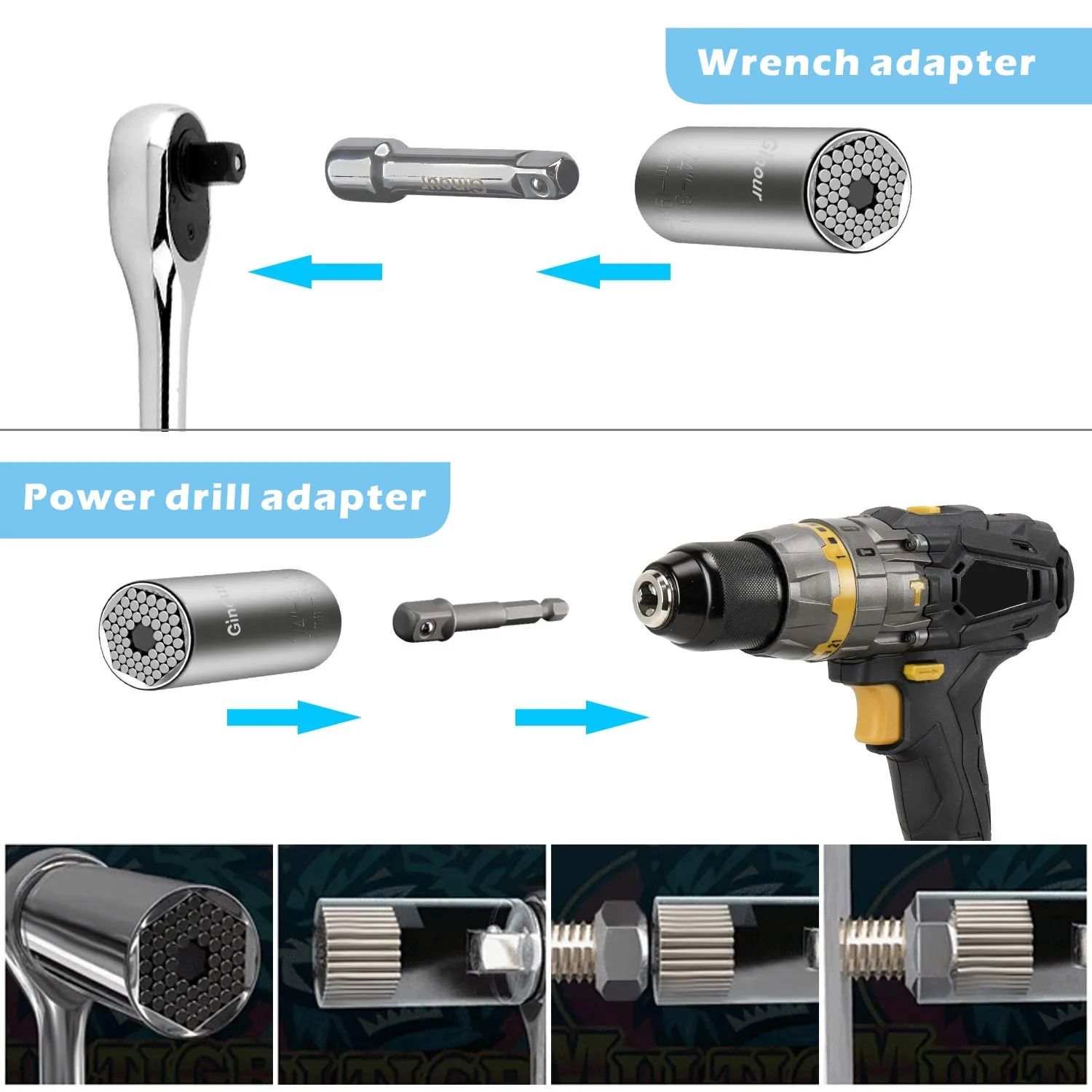 ✅Universal Nuss Socket Grip Power Drill Adapter Hand Tool Steckschlüssel 7-19mm 