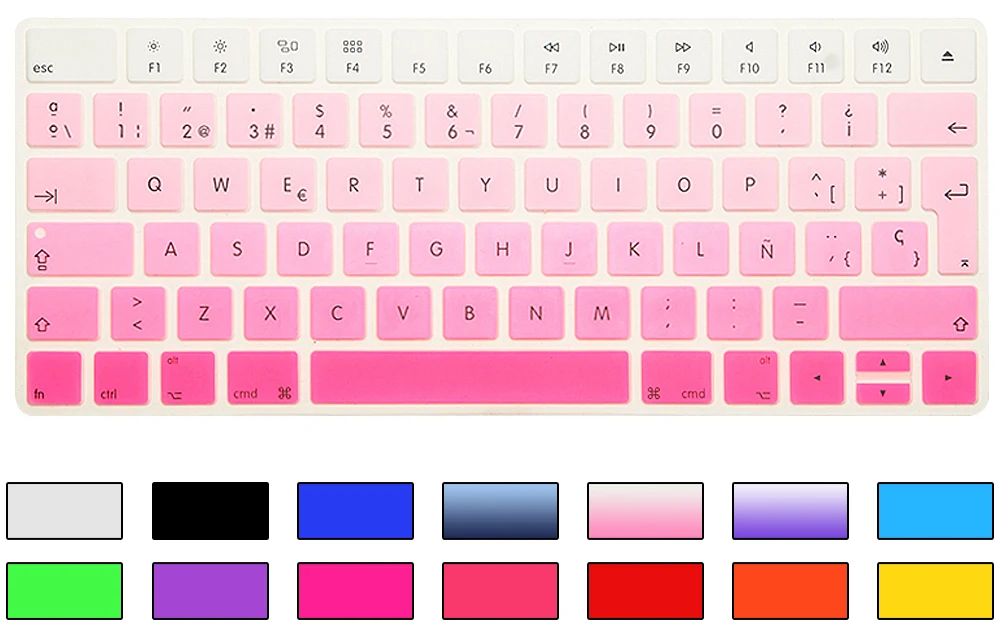 HRH 100cs EU испанская силиконовая Радужная клавиатура для MAC Magic Беспроводная Bluetooth