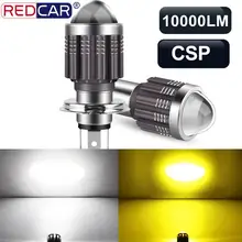 1pcs 10000LM H4 Led Motorcycle Headlight BA20D H6 P15D Motor Led Bulb CSP Motorbike Head Lamp White Yellow Hi Lo Beam DC