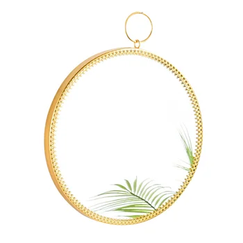 

1Pc Retro Metal Tieyi Jagged Edge Mirror Hanging Makeup Mirror (Golden)