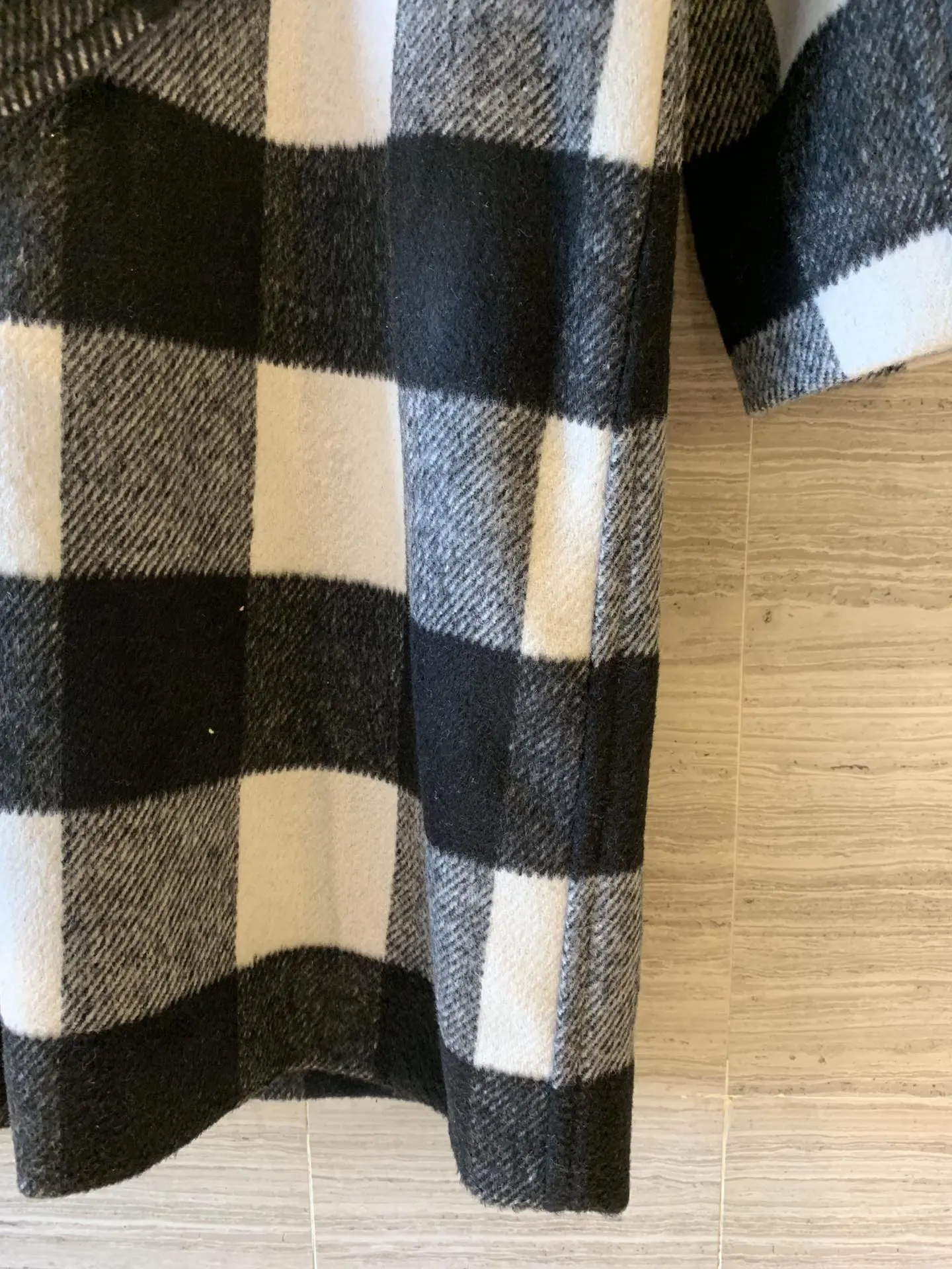 new winter black and white plaid wool coat jacket 1101