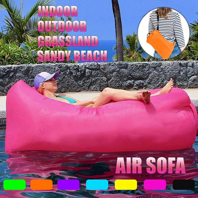 

Portable Fast Inflatable Lazy bag Air Sleeping Bag Camping Portable Air Banana Sofa Beach Bed Air Nylon Sofa 75*21/ 78*25