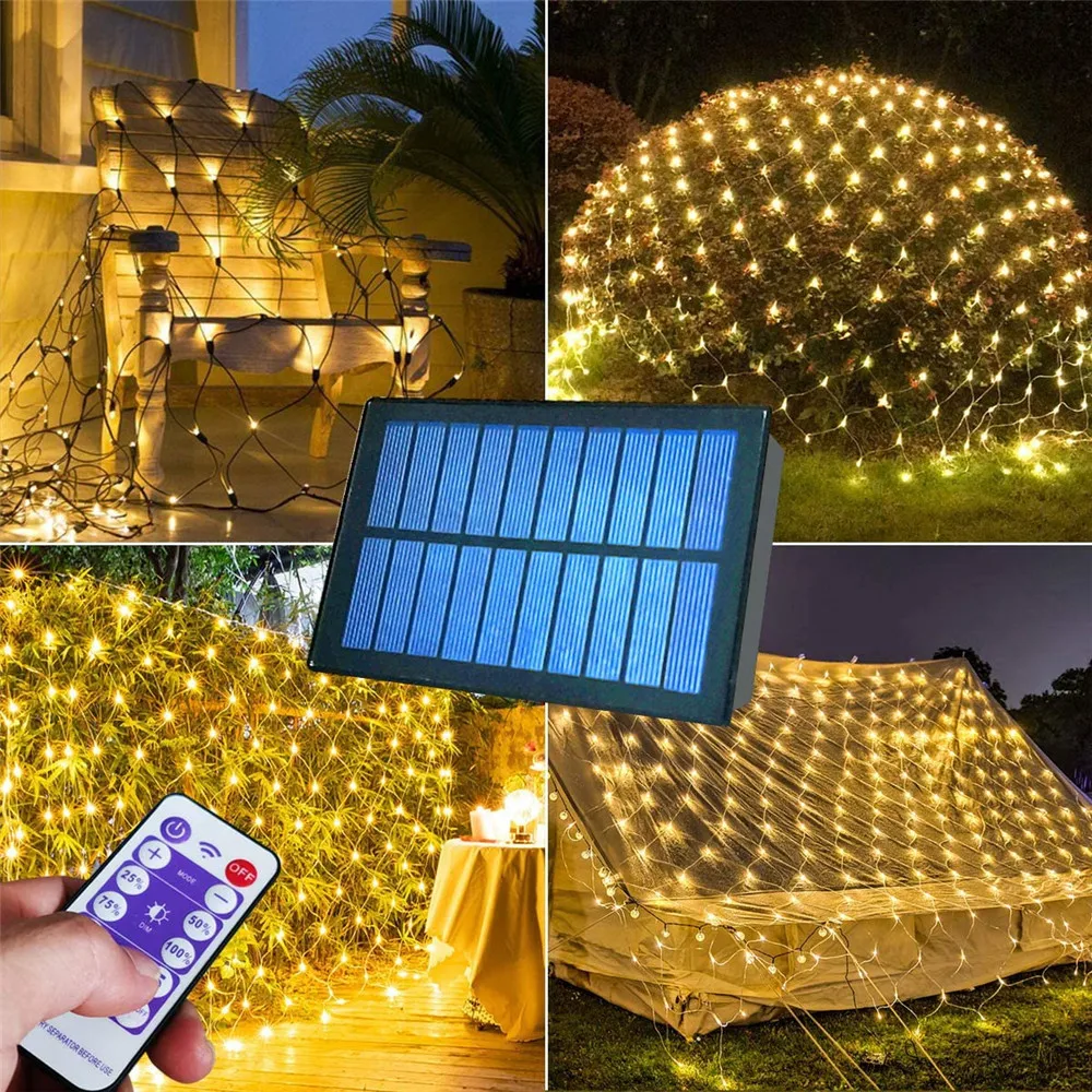 Tanio 3x2M łańcuchy świetlne Solar netto świąteczne lampki świąteczne ogrodowa