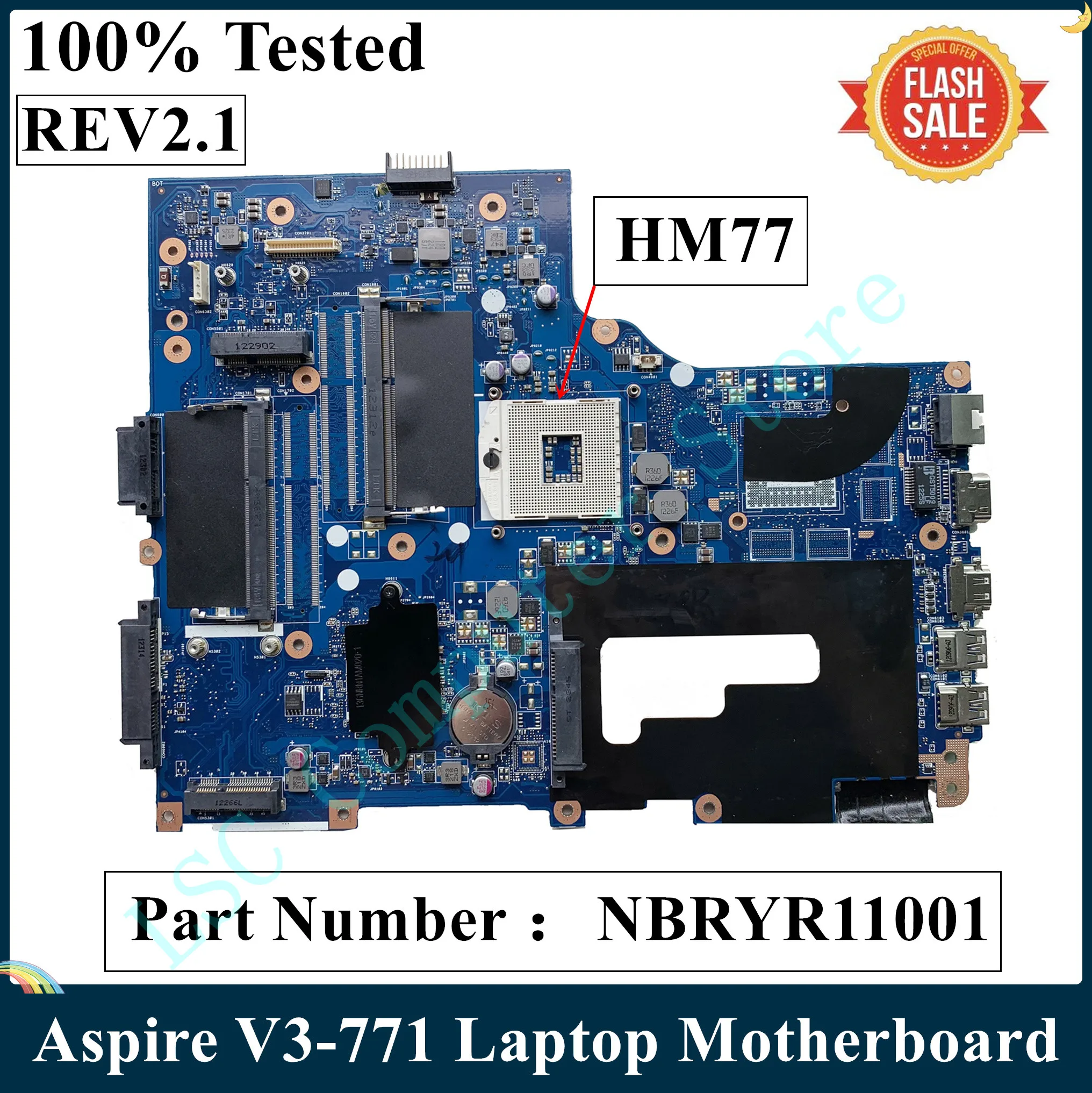 Материнская плата LSC для ноутбука ACER Aspire V3-771 NBRYR11001 VA70/VG70 REV2.1 PGA989 DDR3 HM77 100%