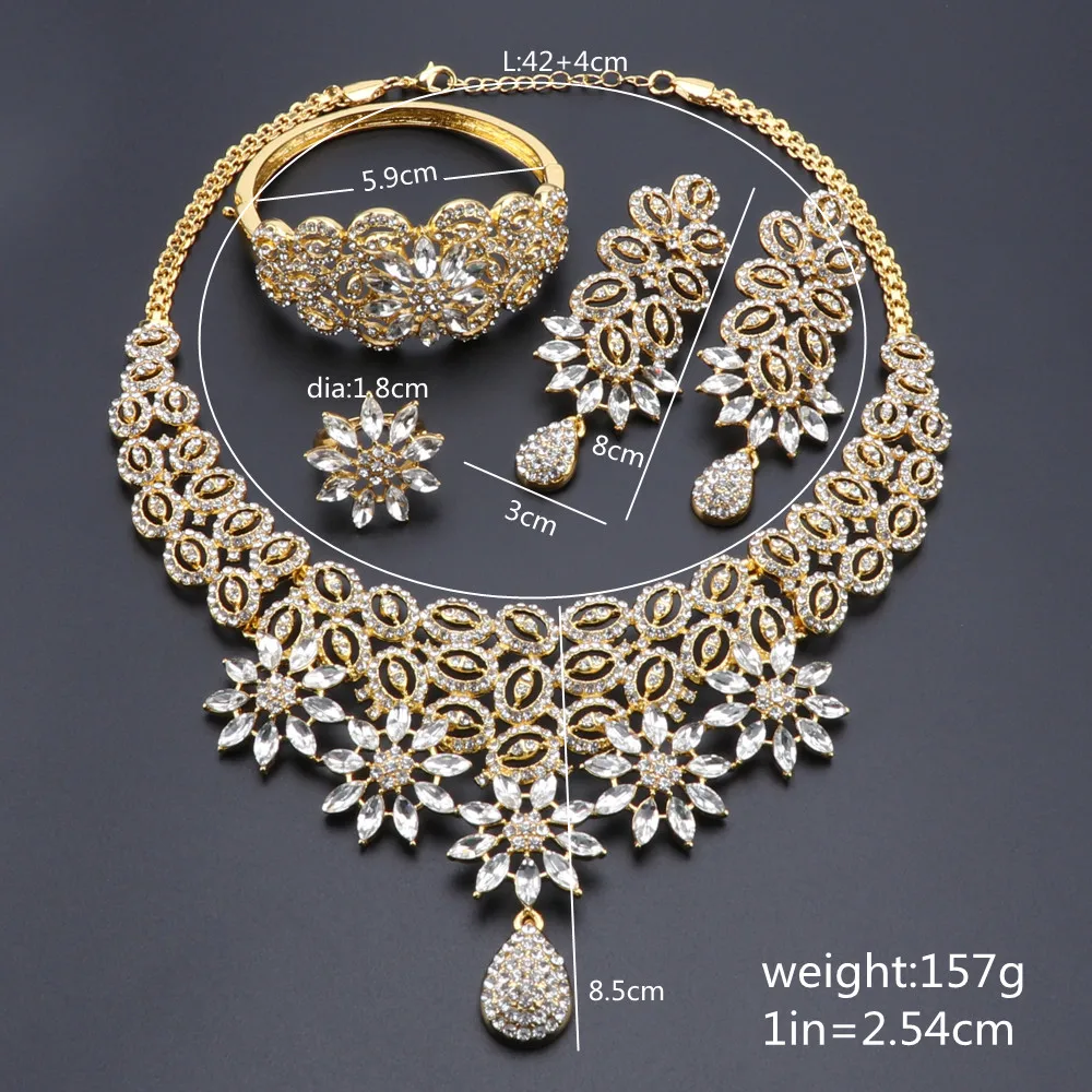 Dubai Set Perhiasan Warna Emas Kalung 